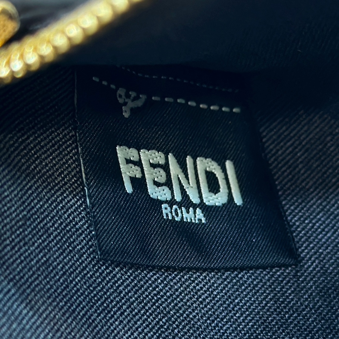 Fendi Small Roll Reversible Shopper Bag in Pequin Striped and Midnight Blue FF Fabric